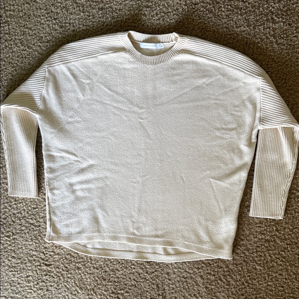 American Eagle Outfitters Cream Crewneck Sweater